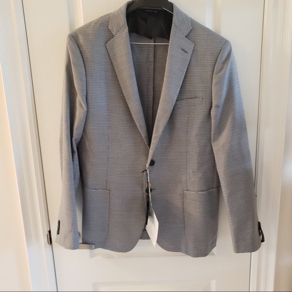 Tonello blue micro-dot blazer, Size M or 42R